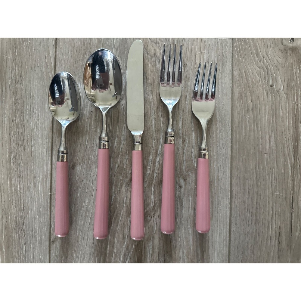 Stanley Roberts SPECTRUM Mauve‎ Pink Stainless Place Setting set Korea Flatware